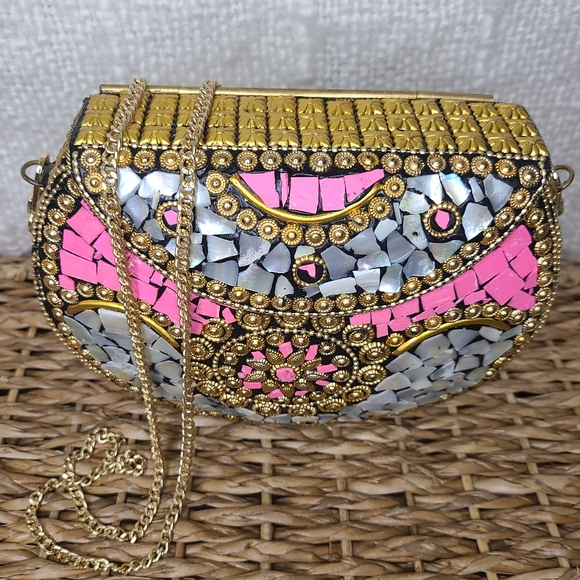 RAMLA | Beverly Hills | Handcrafted Metal Bag w/Mosaic Stones - Picture 10 of 11